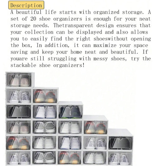 6/12PCS Stackable Shoe Box With Flip Door - Suitable For Family Dormitory, Space Saving Transparent Storage Box