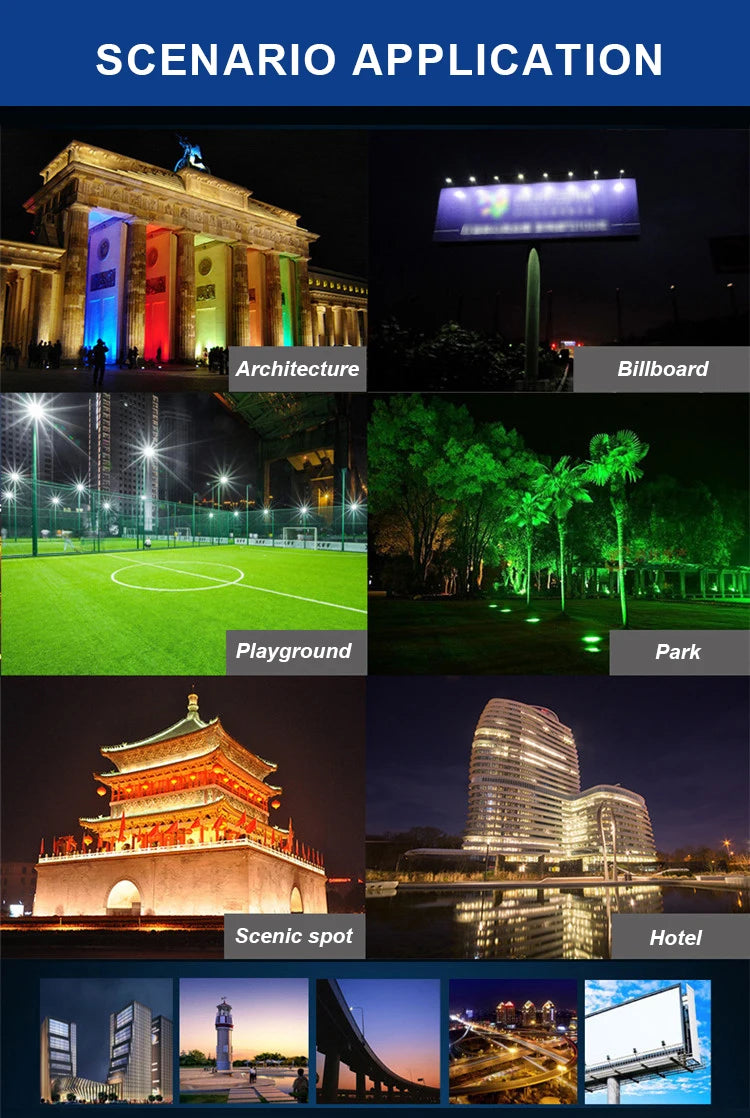 Led Colorful Floodlight Colorful RGB Color-changing Spotlight Outdoor Waterproof Landscape Garden Square Park Tree Greening Lamp