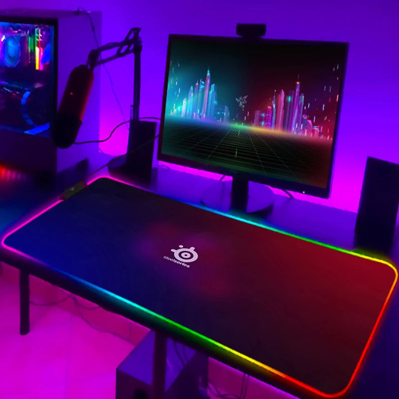 Rgb Mouse Pad Xxl Steelseries Laptop Mat Gaming Mousepad Backlit Keyboard Gamer Girl Table Pads Deskpad Mausepad Cs Go