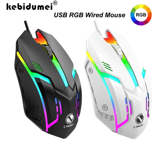 USB Wired Mouse RGB Colorful Backlit Ergonomic Design Gaming Mouse Wired Mice Office Mouse For PC Desktop Laptop Windows iOS