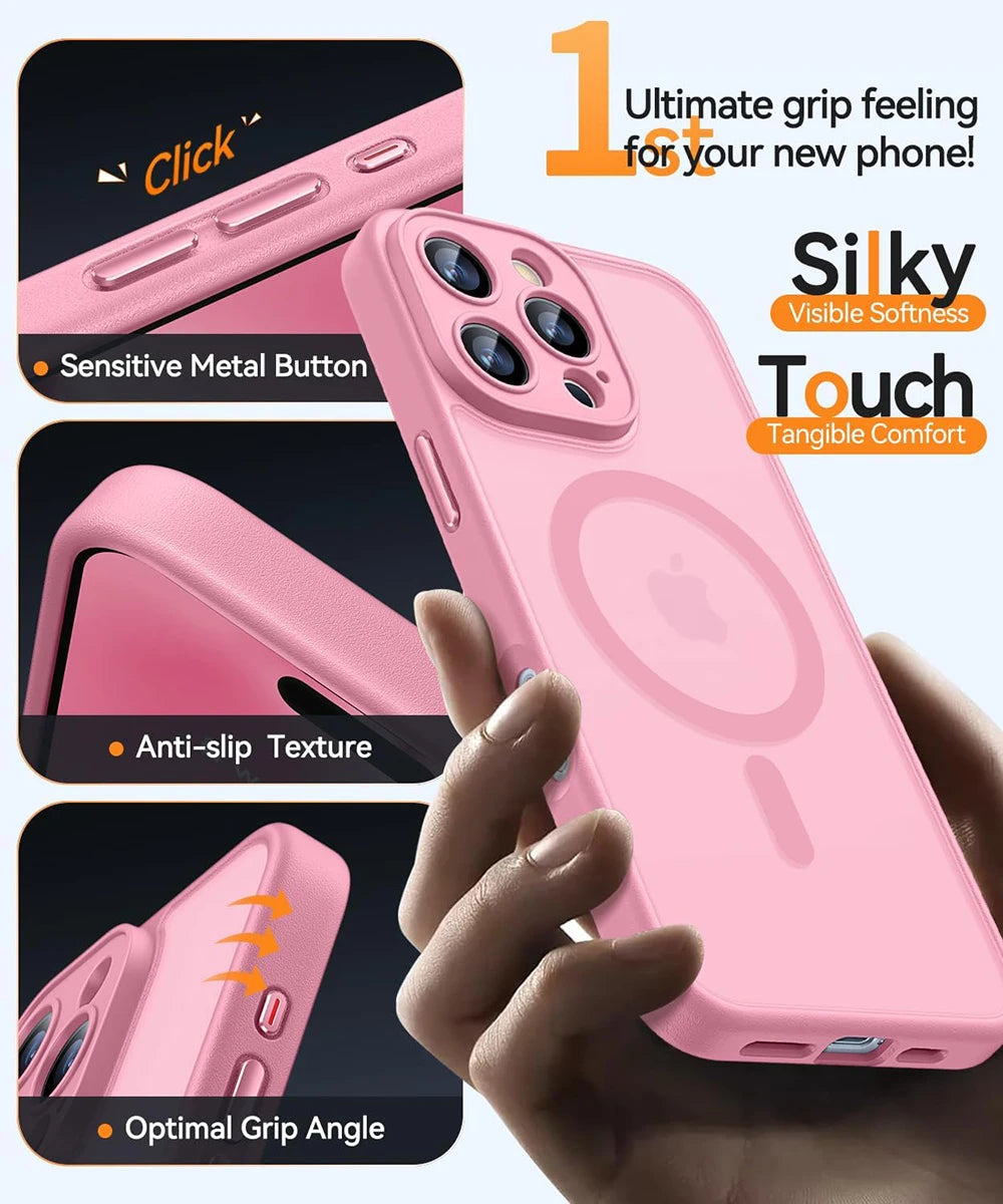 Luxury Armor Shockproof Hybrid Case For iPhone 16 15 14 13 Pro Max Plus Matte Transparent Hard Cover Silicone Soft Shell Clear