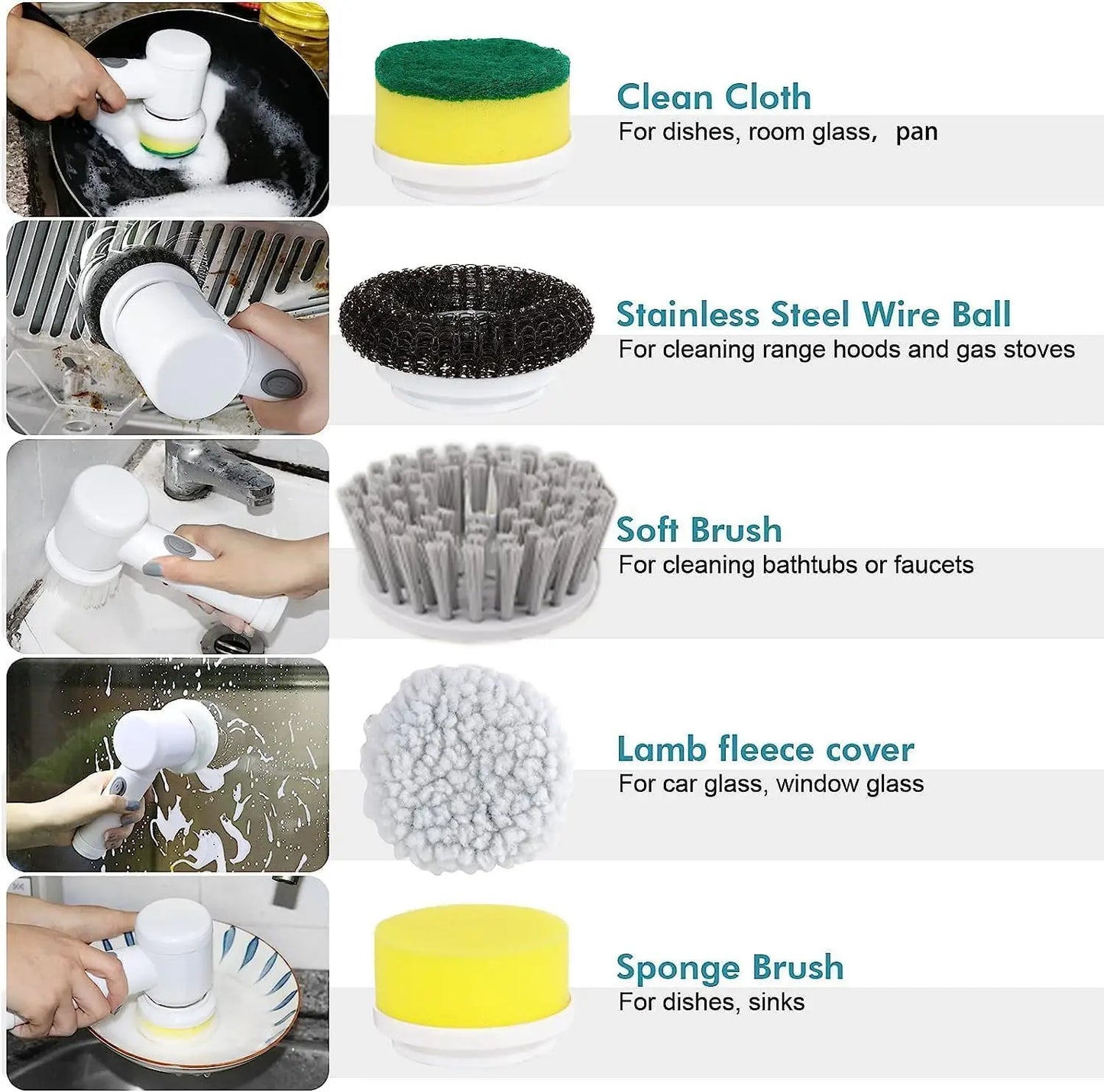 Electric Spin Scrubber for Bathroom Kitchen Cleaning! With 5 Electric Cleaning Brush Heads Ideal for Tub, FloorTile Window Sink