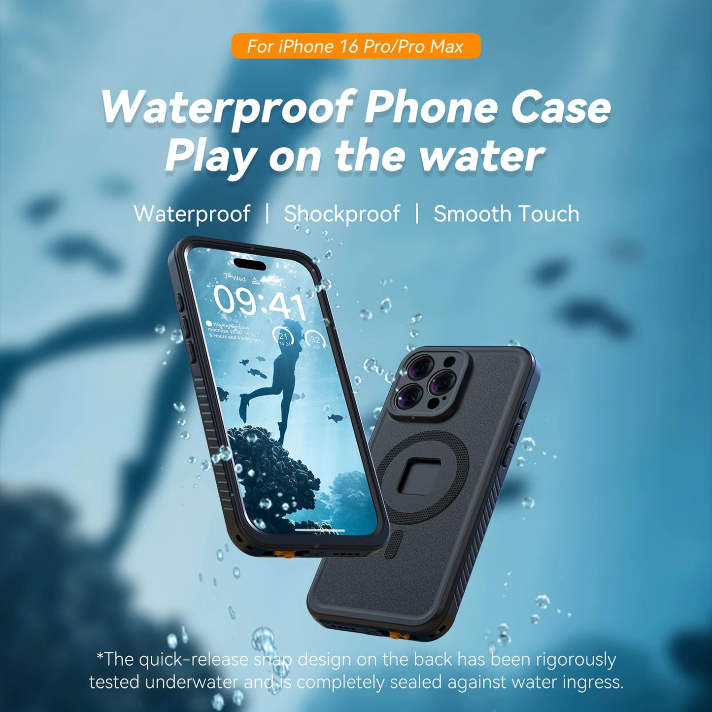 Waterproof Phone Case Magnetic Diving Case for Phone IP68 Waterproof Underwater Housing Protective Case for iPhone Phone