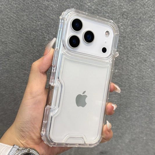 3 in 1 Transparent Heavy Duty Armor phone case for iPhone 17 16 15 14 13 12 11 Pro Max Air Plus full shockproof hard back cover