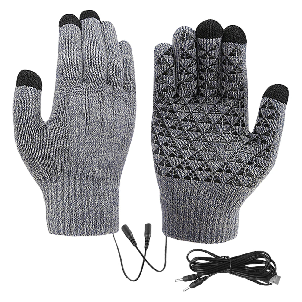 USB Heated Gloves for Winter Fshing Rechargeable Heated Mittens Winter heated Electric Heated Hand Warmer Fingertip Touchscreens