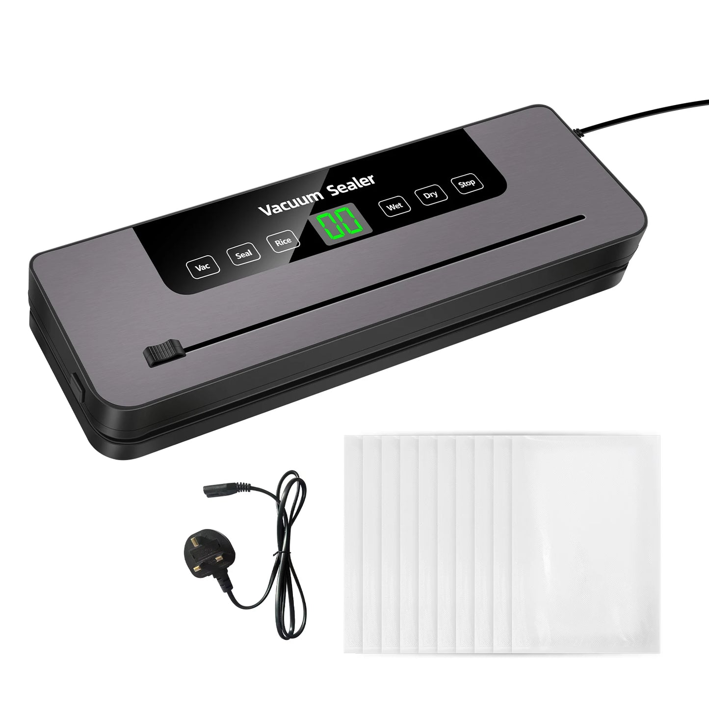 BRIEFNESS Electric Sealer Vacuum Machine Black Multifunctional Food Vacuum Sealer with Vacuum Bag Vacuum Packaging Machine