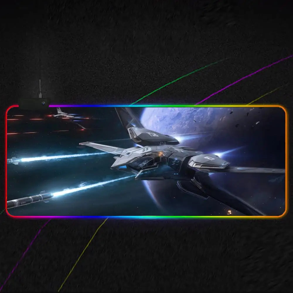 Star Citizen Mouse Pad RGB Gaming Mouse Pad XXL, Extended Surface, Non-Slip, Smooth, LED Lights, Perfect Desk Mat