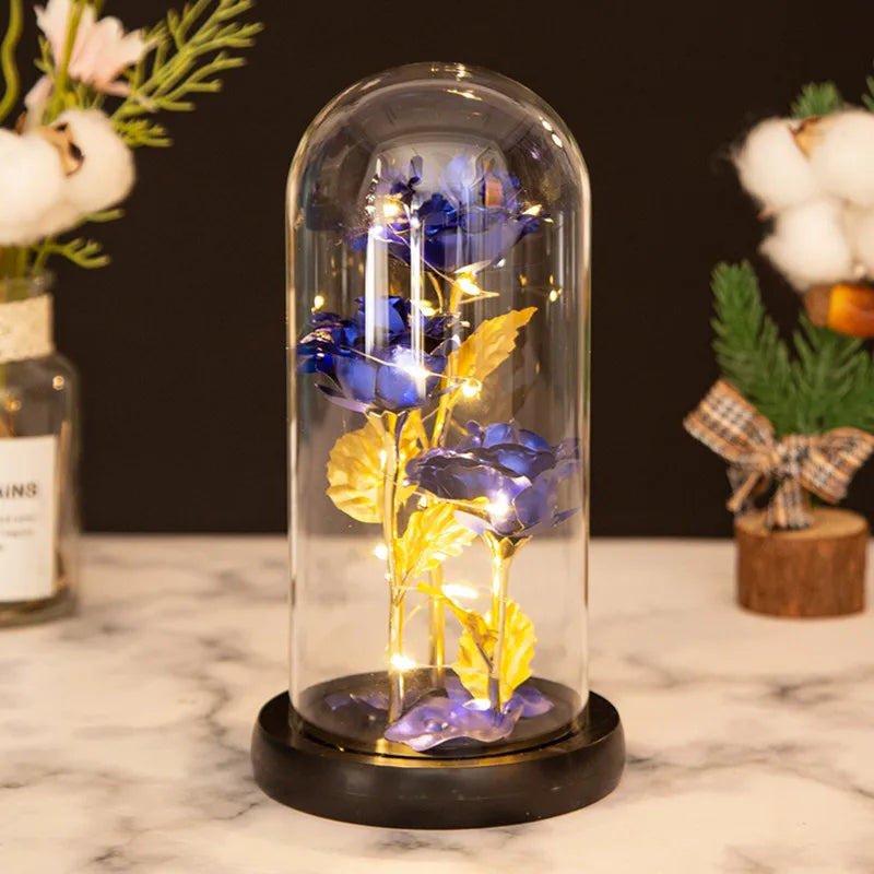 Glass Rose Flower for Women，Light Up Rose in A Glass Dome,Rose Gifts for Christmas， Anniversary，Wedding，Valentines，Birthday