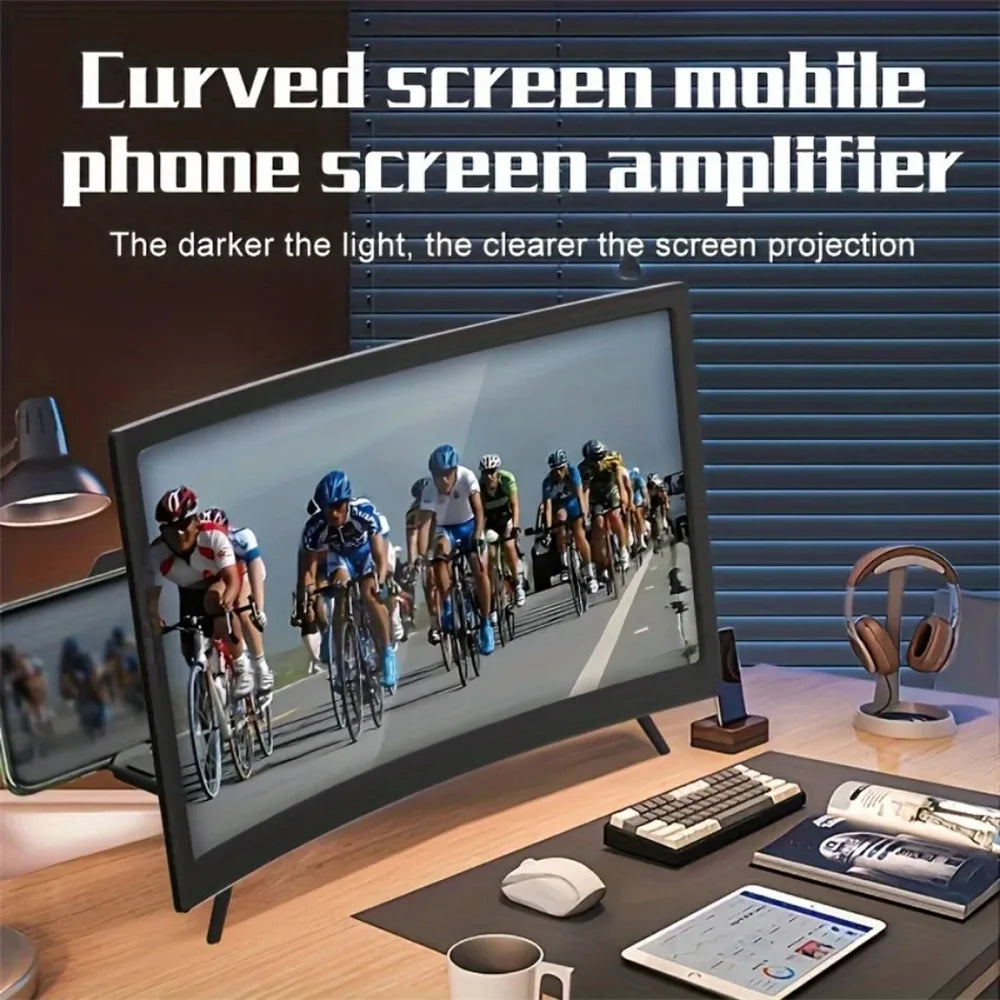 12 Inch/Phone Screen 3D HD Magnifier Movie Video Amplifier Holder Enlarger Screen Smart Phone Magnifying Curved Screen