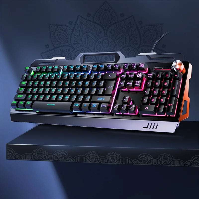 V2g5 Gaming Mechanical Handle Metal Keyboard Mouse Headset Usb Cable 3pieces/set for Esports Player Free Mousepad