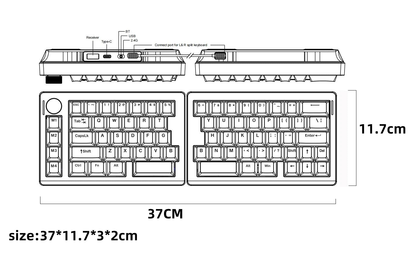 GMK70 Split Type Customized Gaming Mechanical Keyboard Kit Hot swappable Gasket Customized Ergonomic Keyboard Supports QMK/VIA