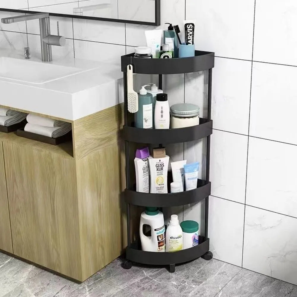 Kitchen Storage Organizer Bathroom Corner Cabinet 3/4/5 Tier Rolling Cart Storage Shelf Rolling Storage Cart Organizers Shelves