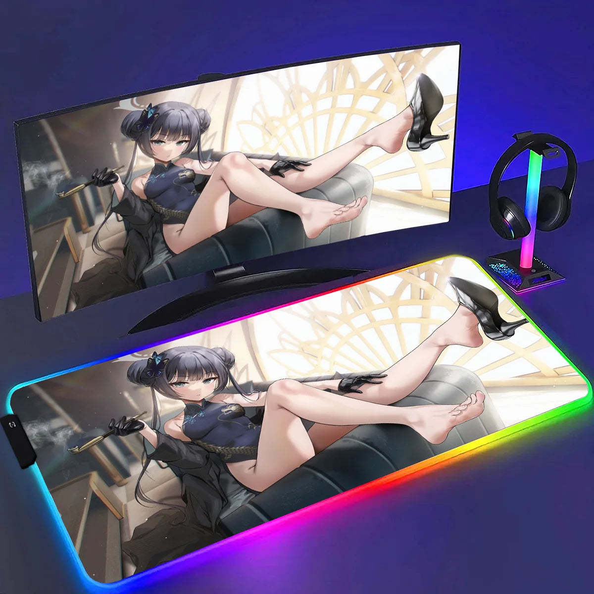 RGB HD Ryuuge Kisaki Blue Archive Game Mousepad Large Keyboard Desk Mat Gaming Mouse Pad LockEdge Edge PC Computer Mat E-Sports