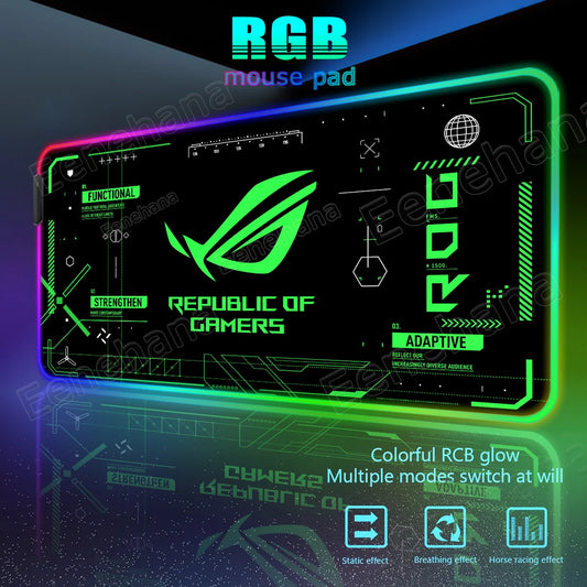 RGB Luminous ASUS Large PC Gaming Mouse Pad Black-green Desk Accessories LED XXL ROG Keyboard Extended Pads Backlight Cool Mats