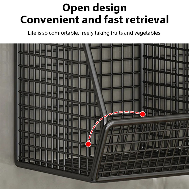 Kitchen Wall Mounted Storage Rack Vegetables Fruits Holder Onion Garlic Condiments Spice Double Layer Storage Shelf Organizer