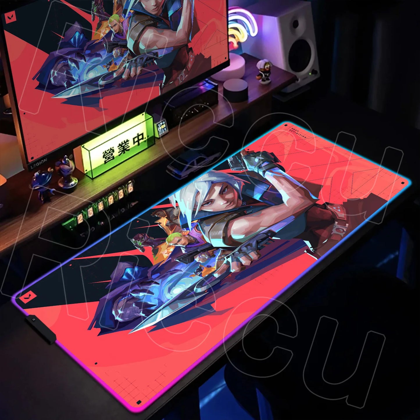 RGB Mouse Pad Gaming Valorant Computer Mice Mat Gamer Led Glowing Keyboard Mausepad 30x80cm PC Cabinet Carpet Office Accessories