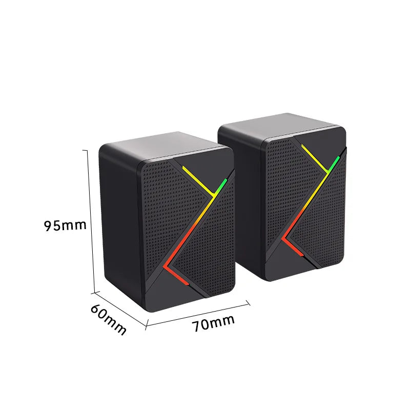 PC Computer Stereo Speaker  RGB Gaming Speakers - USB Powered 2.0 Channel Stereo Sound System with Colorful LED Lights