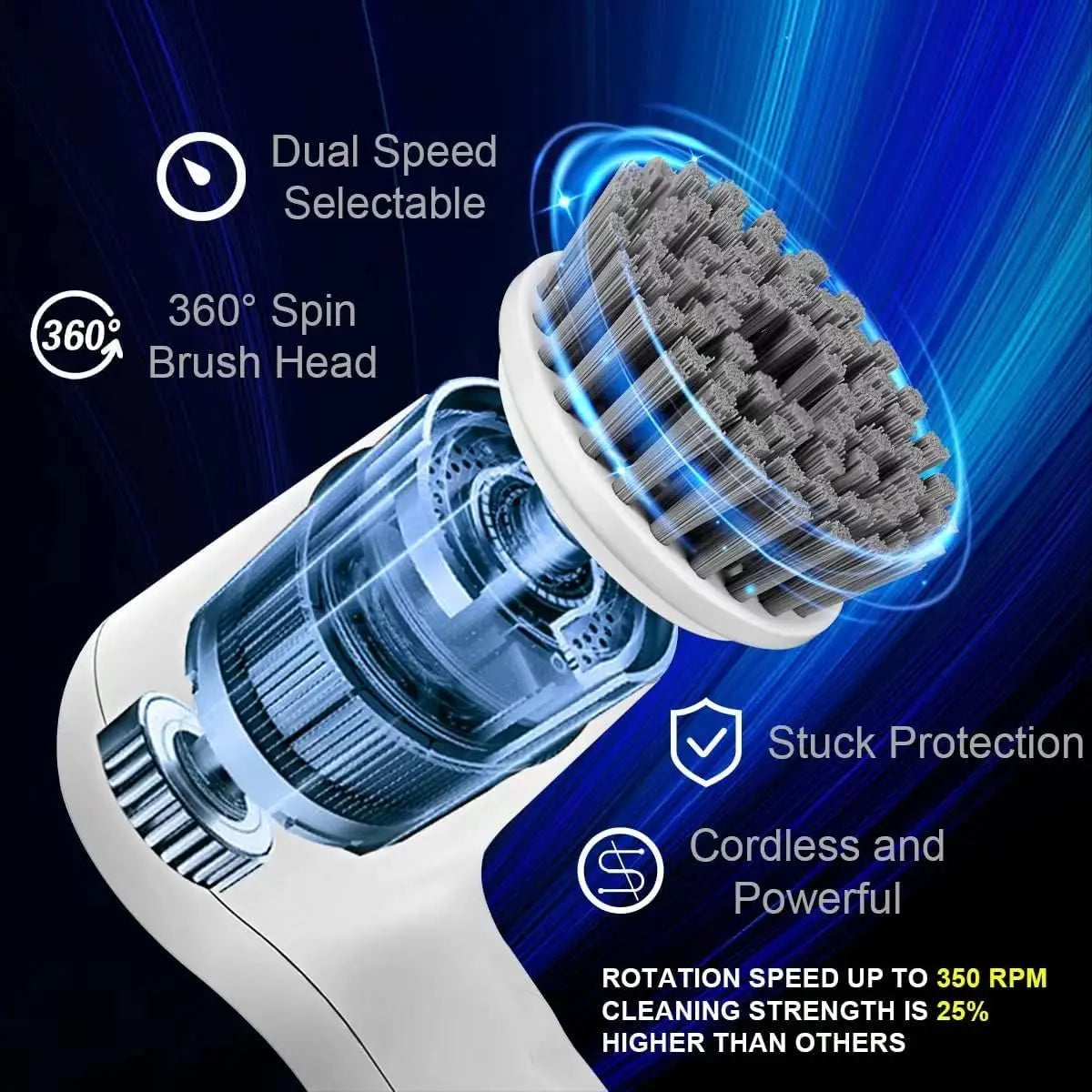 Electric Spin Scrubber for Bathroom Kitchen Cleaning! With 5 Electric Cleaning Brush Heads Ideal for Tub, FloorTile Window Sink