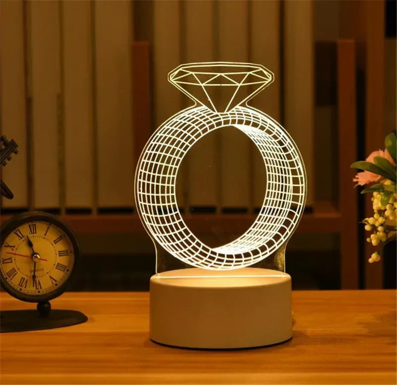 Romantic Love 3D Acrylic Neon Sign Led Lamp for Home Children's Night Lights Table Lamp Birthday Valentine's Day Bedside Lamp