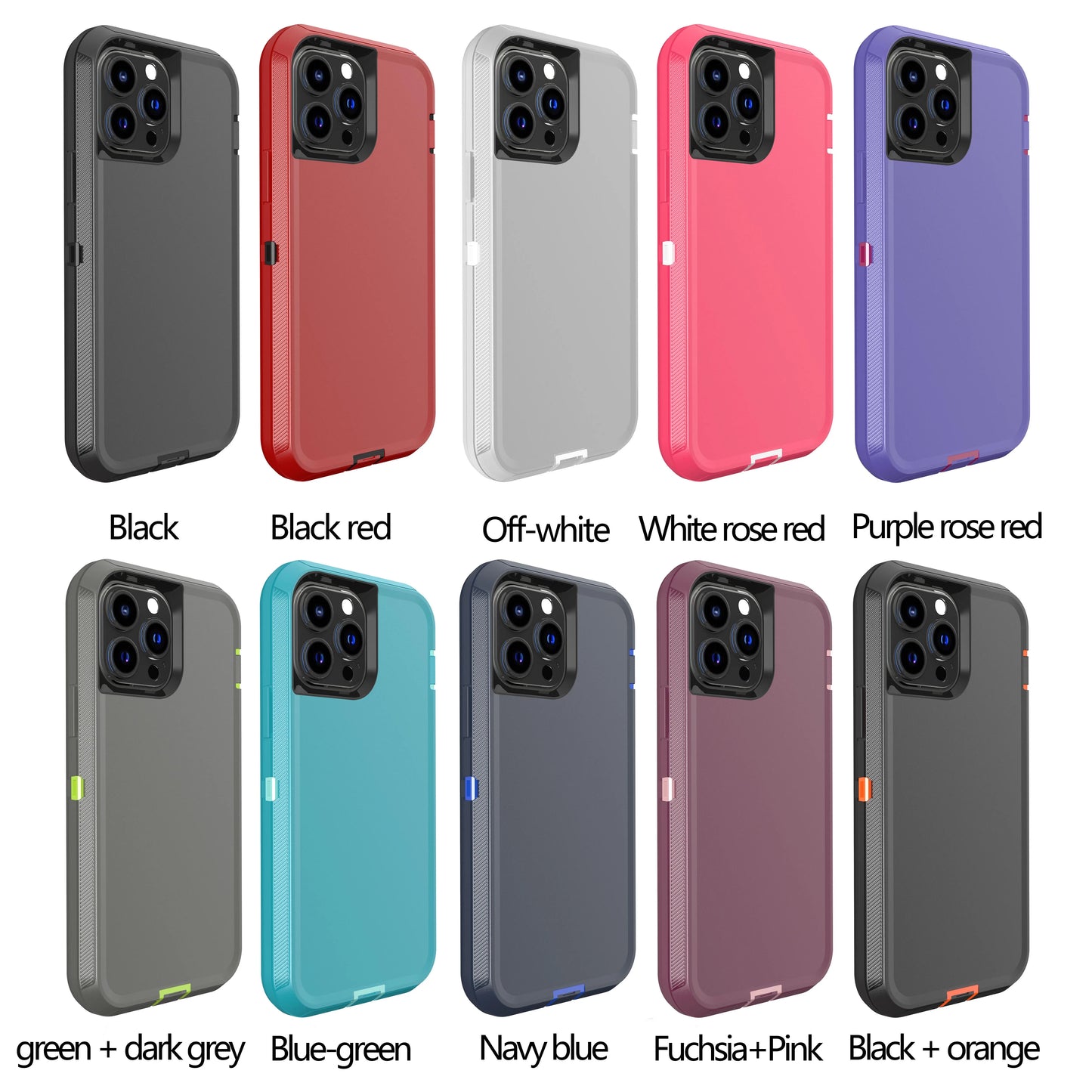 3 IN 1 Heavy Duty Armor Shockproof Dust-Proof Case For iPhone 15 14 13 12 11 16Pro MAX  MINI XSMAX XR X XS SE 6 7 8 PLUS Cover