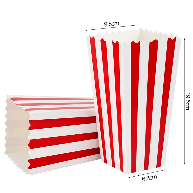 20/50pcs Popcorn Box Buckets Fries Cup Movie Night Kids Birthday Party Favors Snack Container Bag Wedding Christmas Supplies