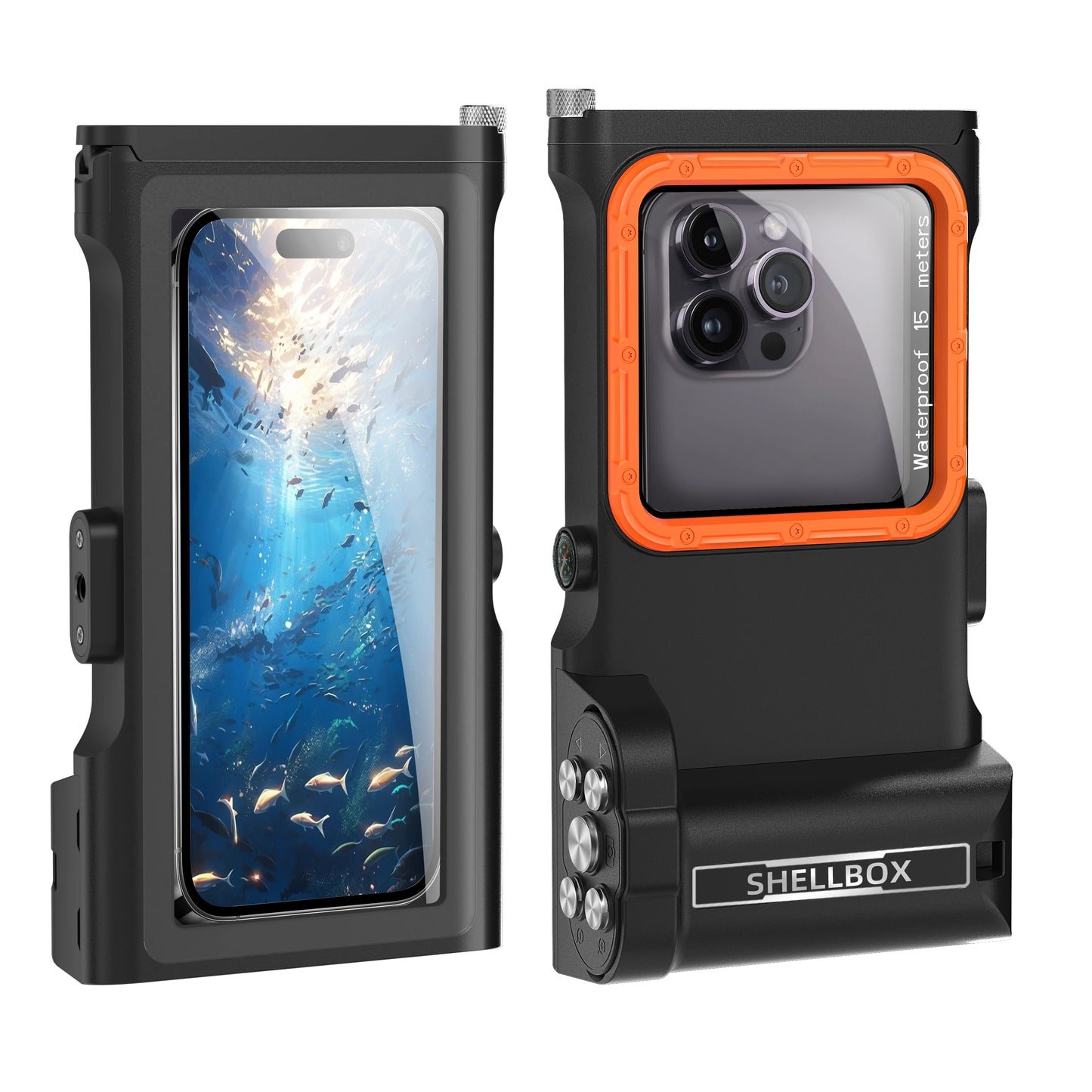Shellbox Newly Upgraded IP68 Bluetooth Control 15M/50ft Diving/Swimming Photography Professional Diving Waterproof Phone Case