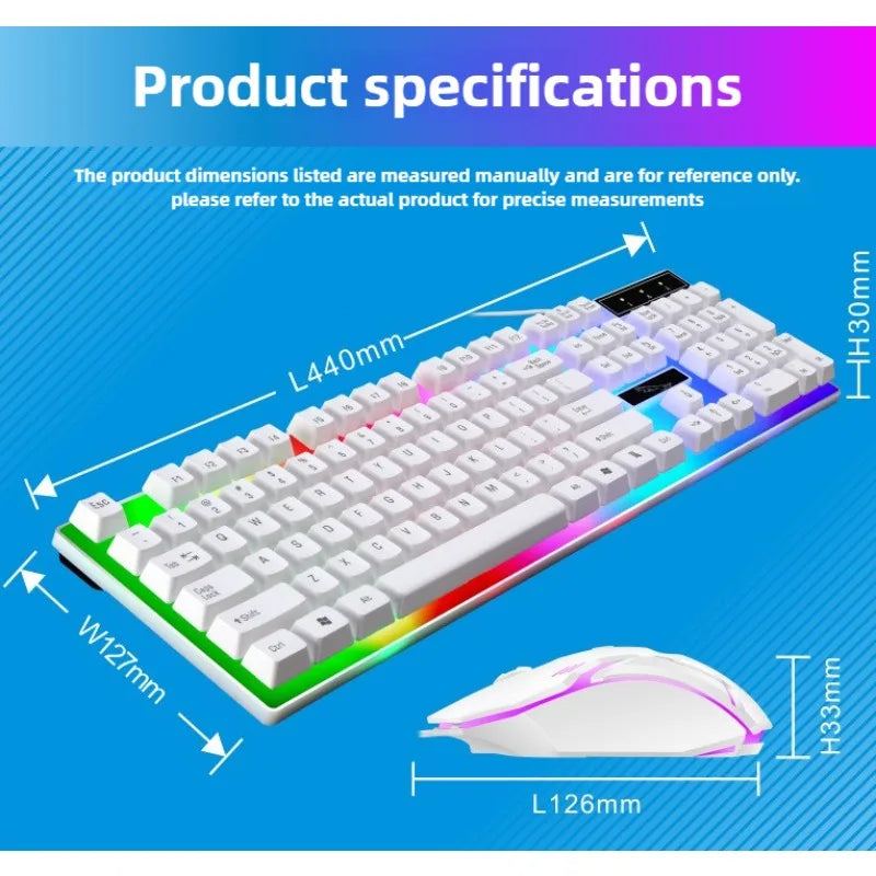 Gamer Keyboard And Mouse Combo Set RGB LED 104-Key Wired Gaming Keyboard Mouse Set for Notebook Laptop Desktop PC Tablet