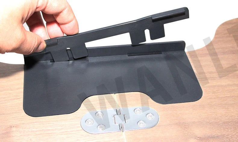 Desktop computer stand, portable and foldable stand, multi-functional reclining desk, made of wood, 360° adjustable laptop stand