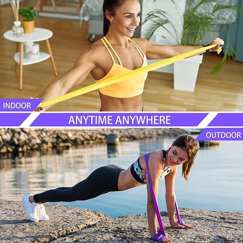 Resistance Bands Set TPE Elastic Band Exercise Workout Recovery Fitness Yoga Pilates Rehab Strength Training