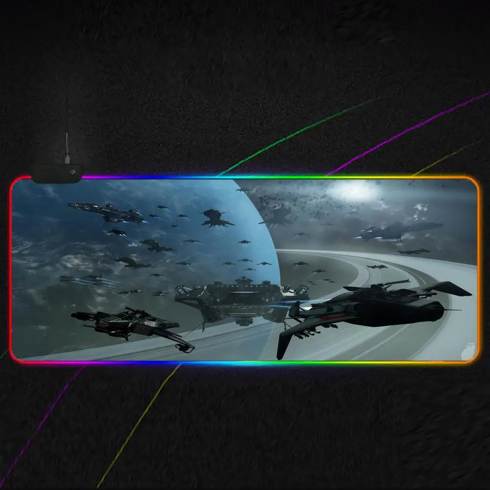 Star Citizen Mouse Pad RGB Gaming Mouse Pad XXL, Extended Surface, Non-Slip, Smooth, LED Lights, Perfect Desk Mat