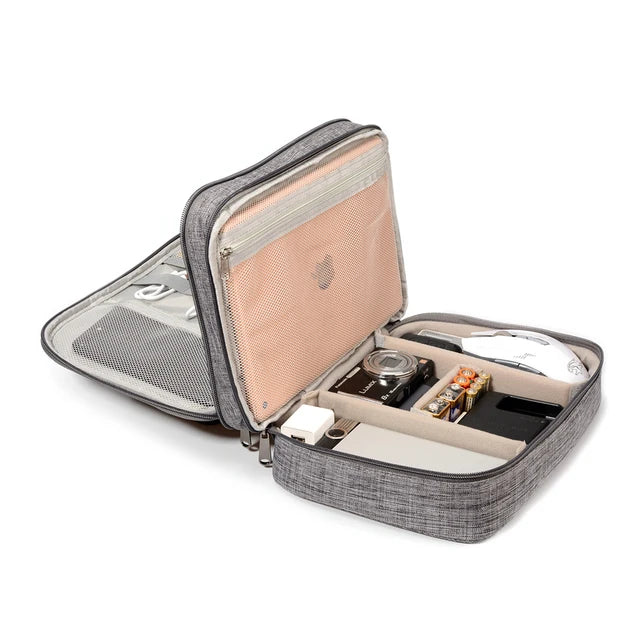Cable Organizer Bag Travel Electronic Accessories Carrying Case Bag Three-Layer for iPad Mini Kindle Hard Drives USB Charger