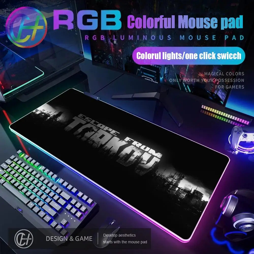 Escape From Tarkov RGB Mouse Pad Computer Gaming Accessories Large Mouse Deskmats MousePads Office Anti-slip Soft Laptop Carpet