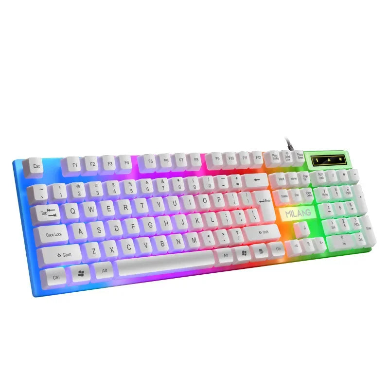 RGB Gaming Keyboard 104 Keys USB Wired Keyboard Standard Keyboard Floating Button Backlit Keyboard for PC Computer Laptop