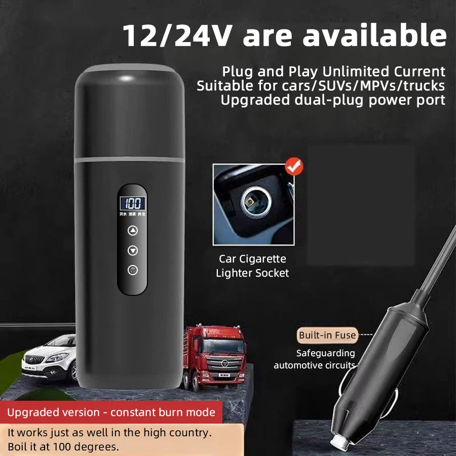 Car Electric Heating Cup 12V/24V Automobile Universal Touch Screen Temperature Regulating Portable Heating Cup