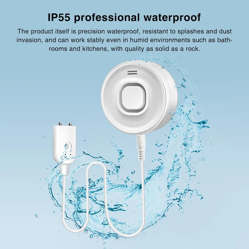 Water Leak Alarm Detector, 100dB Loud Alert Water Sensor, IP55 Waterproof, , Easy Installation for  Home Basement Flood NO Smart