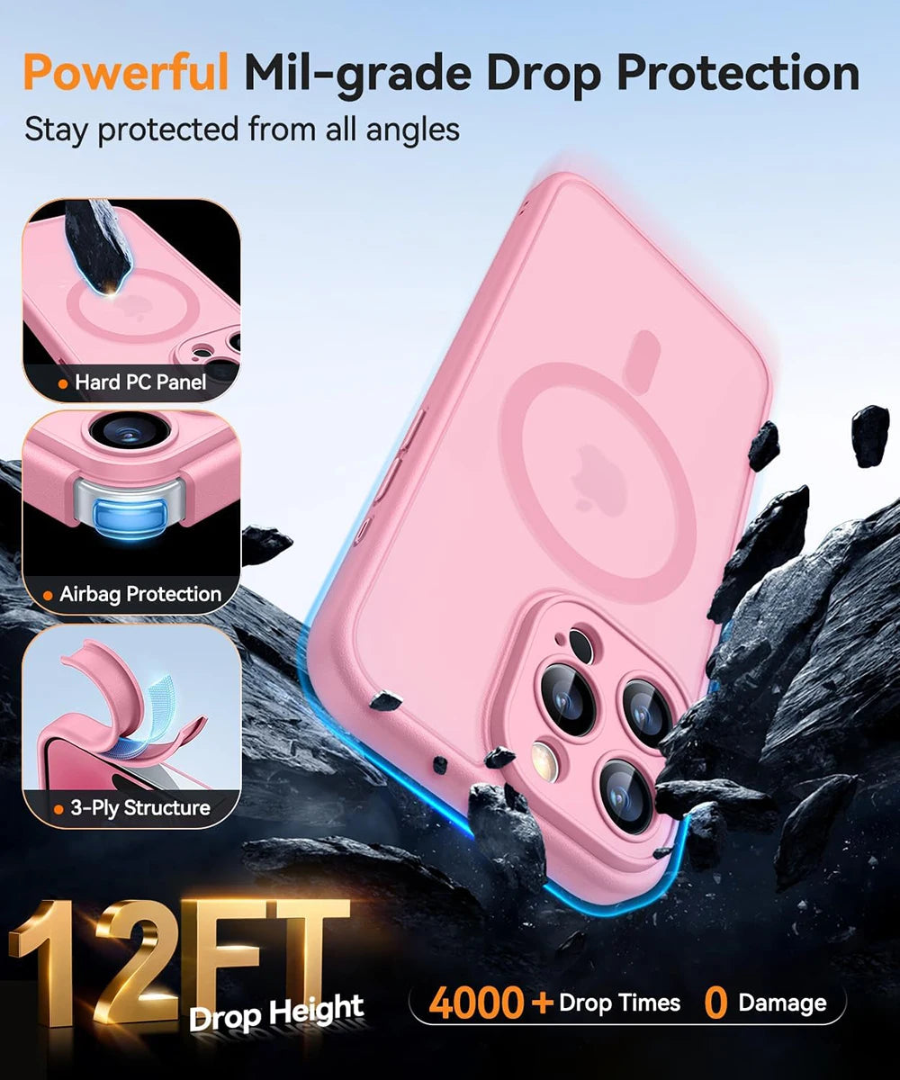 Luxury Armor Shockproof Hybrid Case For iPhone 16 15 14 13 Pro Max Plus Matte Transparent Hard Cover Silicone Soft Shell Clear