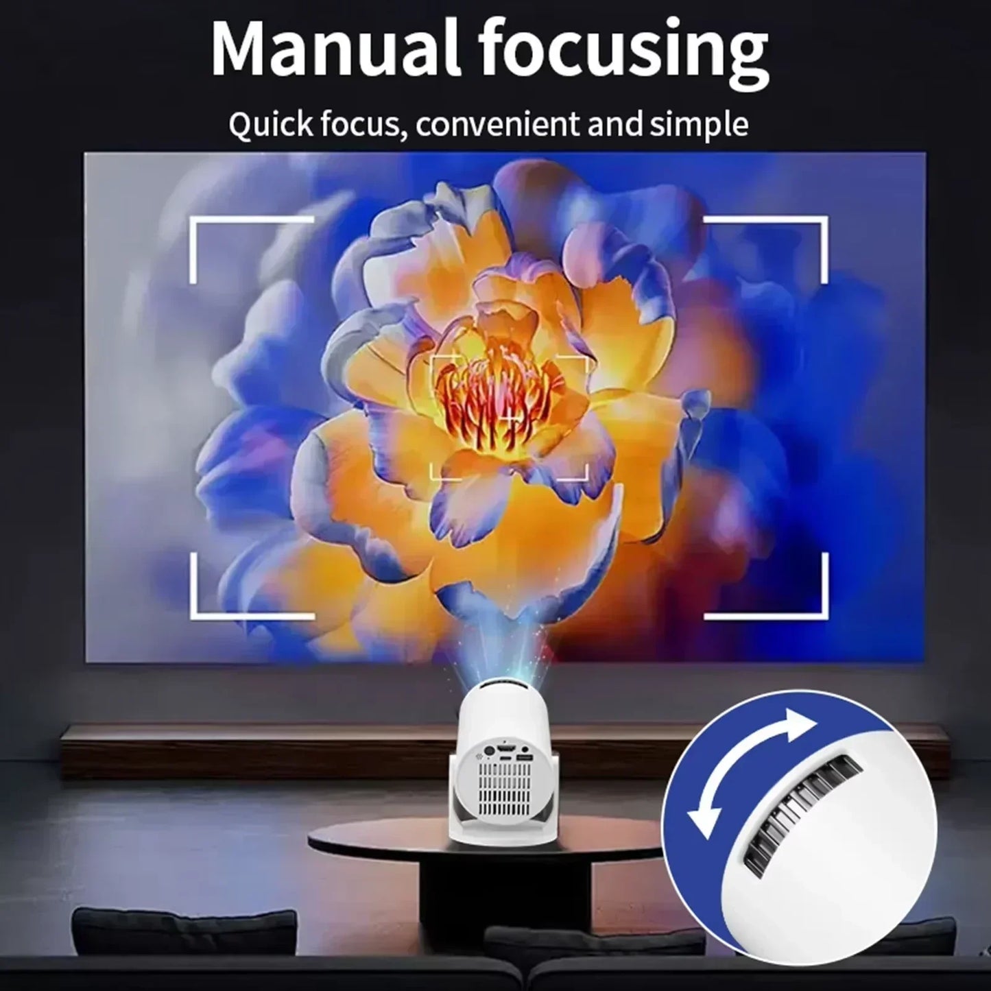 Portable Projector 4K Ultra HD 2025 MINI HY300 300ANSI Brightness Android 11 BT54 Electronic Focus Built in Speaker Home Theater