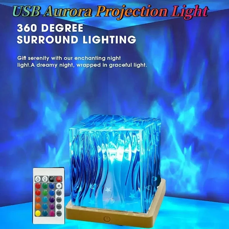 LED Water Ripples Lamp Galaxy Projector Night Light with Remote Control USB Powered A Mood Light Perfect for Home Room Decor