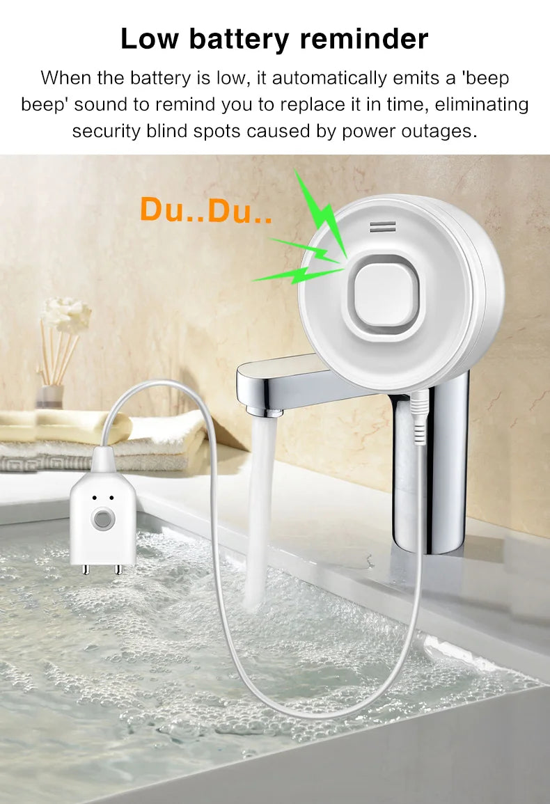 Water Leak Alarm Detector, 100dB Loud Alert Water Sensor, IP55 Waterproof, , Easy Installation for  Home Basement Flood NO Smart