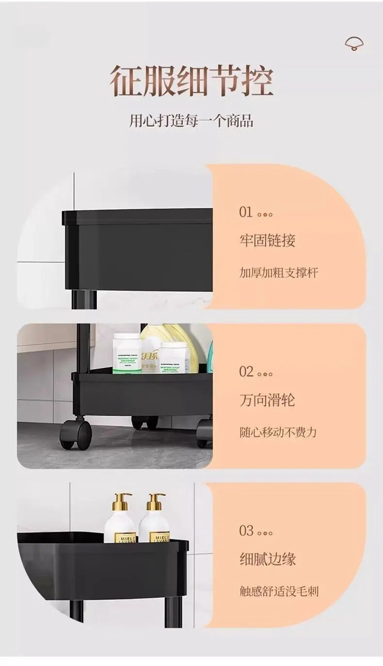 Kitchen Storage Organizer Bathroom Corner Cabinet 3/4/5 Tier Rolling Cart Storage Shelf Rolling Storage Cart Organizers Shelves