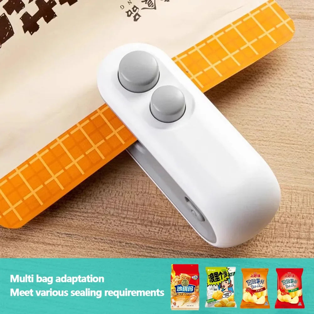 2 In 1 Sealer Cutter Multifunctional Portable Resealer Machine Handheld Bag Sealing Machine for Food Storage Snacks Freshness