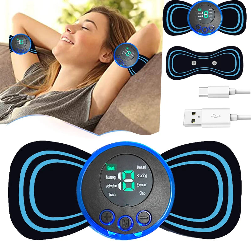 Portable Neck Massager with Remote Control 8 Modes Rechargeable Low Frequency Pulse Massager For Muscle Relaxation Relief Pain