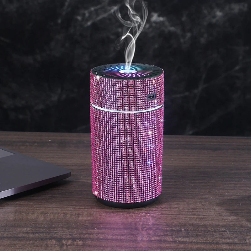 Luxury Shiny Car Diffuser Humidifier with LED Light Diamond Auto Air Purifier Diffuser Air Freshener Bling Car Accessories