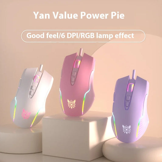 Onikuma CW905 RGB Gaming Mouse  6400 DPI Wired Optical Mouse with Cool Lighting  for Notebook PC Home Office