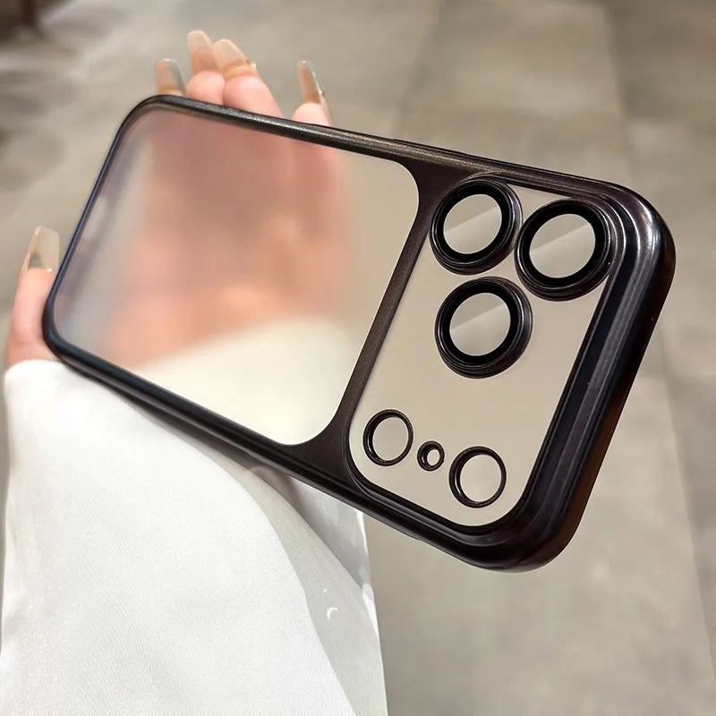 Luxury Matte Hard PC Ultra Slim Case for iPhone 17 Pro Max 16 15 14 13 Plating Camera Film Protector Frosted Shockproof Cover