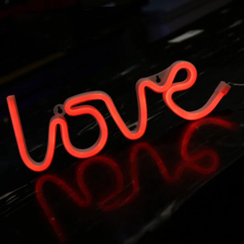 Love Sign Neon Night Light Usb Led Lights 3D Art Romantic Night Lights Lamp For Bedroom Wall Neon Led Strip AA Battry