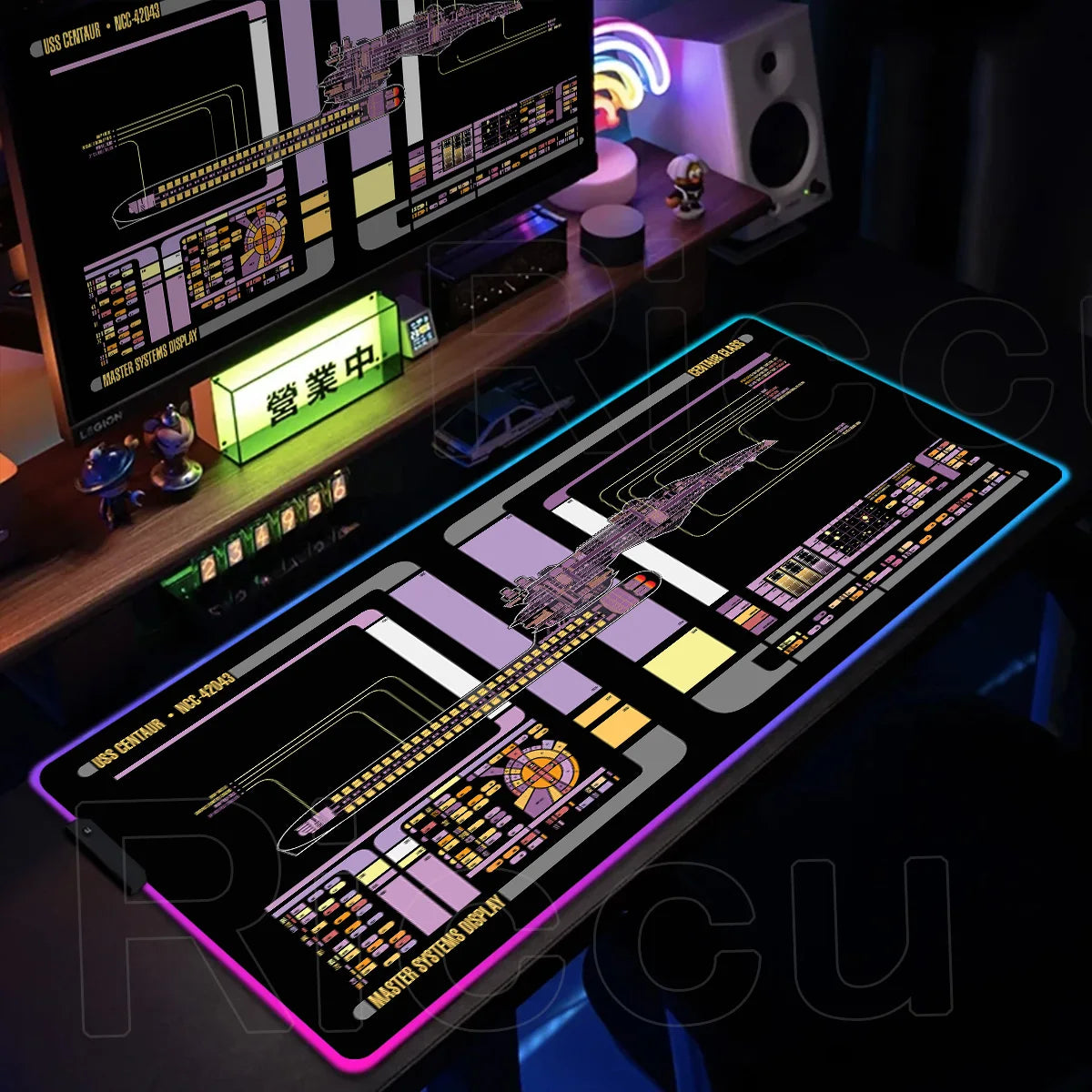 RGB Pc Gamer S-Star Treks Keyboard Expansion Mouse Pad LED Glowing Mat Rubber Backlight Gaming Computer Laptop Home Office Setup