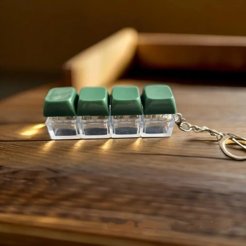 4-Key Mechanical Keyboard Keychain - Clicky Fidget Toy for Stress Relief, No Lights〔YY33〕