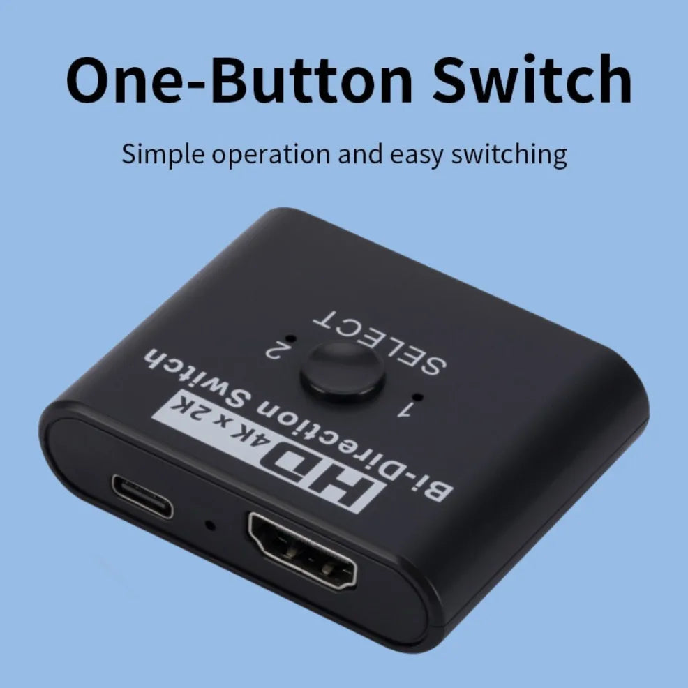 8K 60Hz HDMI Switch 4K 120Hz Bi-Direction 2 Ports HDMI Splitter Switch for Laptop PC Xbox PS3/4 TV Box to Monitor TV Projector