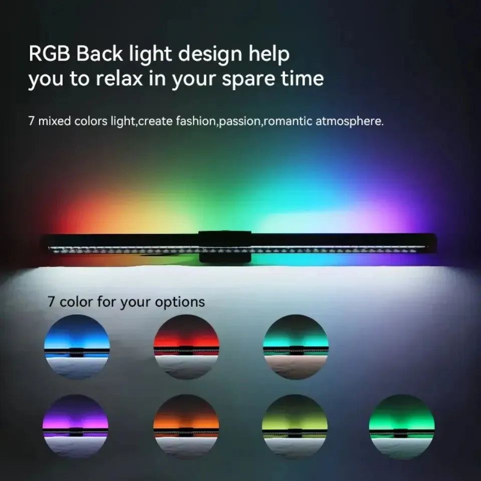RGB Desktop Atmosphere Light Strip LED Eye Protection Learning Reading Hanging Lamp PC Display Screen Lighting Night Light